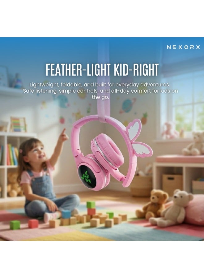NEXORX NexTunes 003 Lite Kids Headphones – Bluetooth 5.3, 6H Playtime, Safe 85dB Volume Limit, Built-in Mic, Foldable & Lightweight Design for Ages 3+ PINK - Image 5